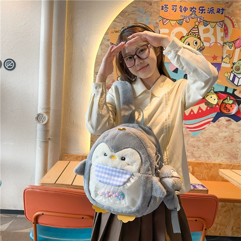 Japanese cute backpack, cartoon bag, doll for elementary school students, pinguin, physics