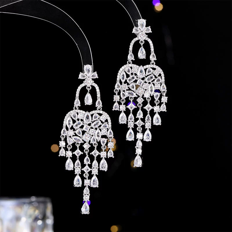 Подвесные серьги с cubic zirconia, европейский городской стиль, светильник люстра, легкий вес 0.01 кг