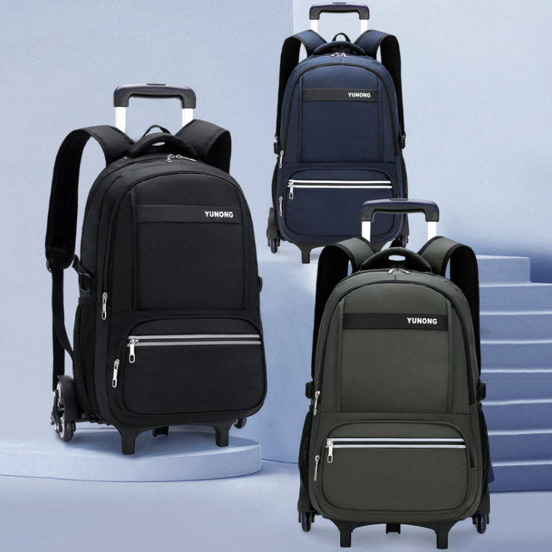 Una pieza de entrega de pescado natural mochila de gran capacidad de seis ruedas escalera estudiante de escuela primaria y secundaria mochila imprimible LOGO