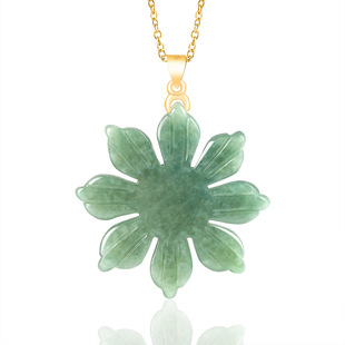 Natural A Jade Sunflower Pendant S925 Silver Buckle Bean Jade Pendant Women's Jade Pendant Jade Wholesale
