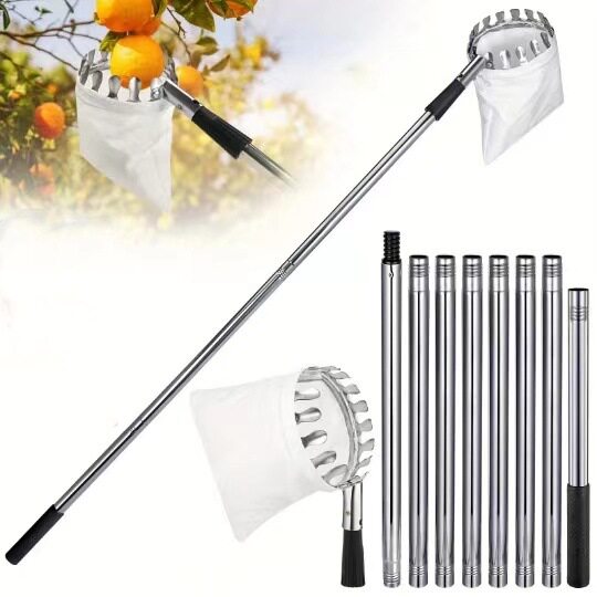Factory direct stainless steel splicing rod fruit picker fruit tools Amazon hot selling wish telescopic rod Europe