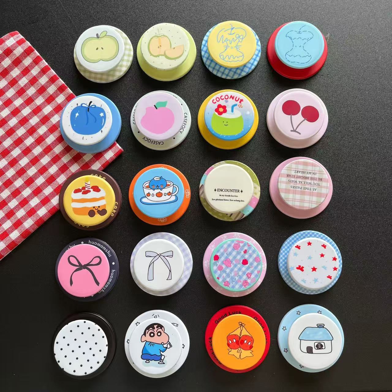 Cartoon Frosted Magnetic Mobile Phone Airbag Holder Wind Bow Retractable Desktop Support Stand Fruit Magnetic Holder