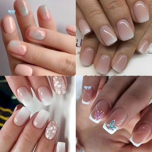 96 Piece Set of Short Square Press on Nails Chic Acrylic Cross-Border