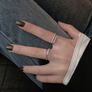 Flash Diamond Geometric Operation Ring Women, Japan and South Korea, Simple and Fashion Personalized Personalized Forest Forests, Finger Ring, Cold Wind