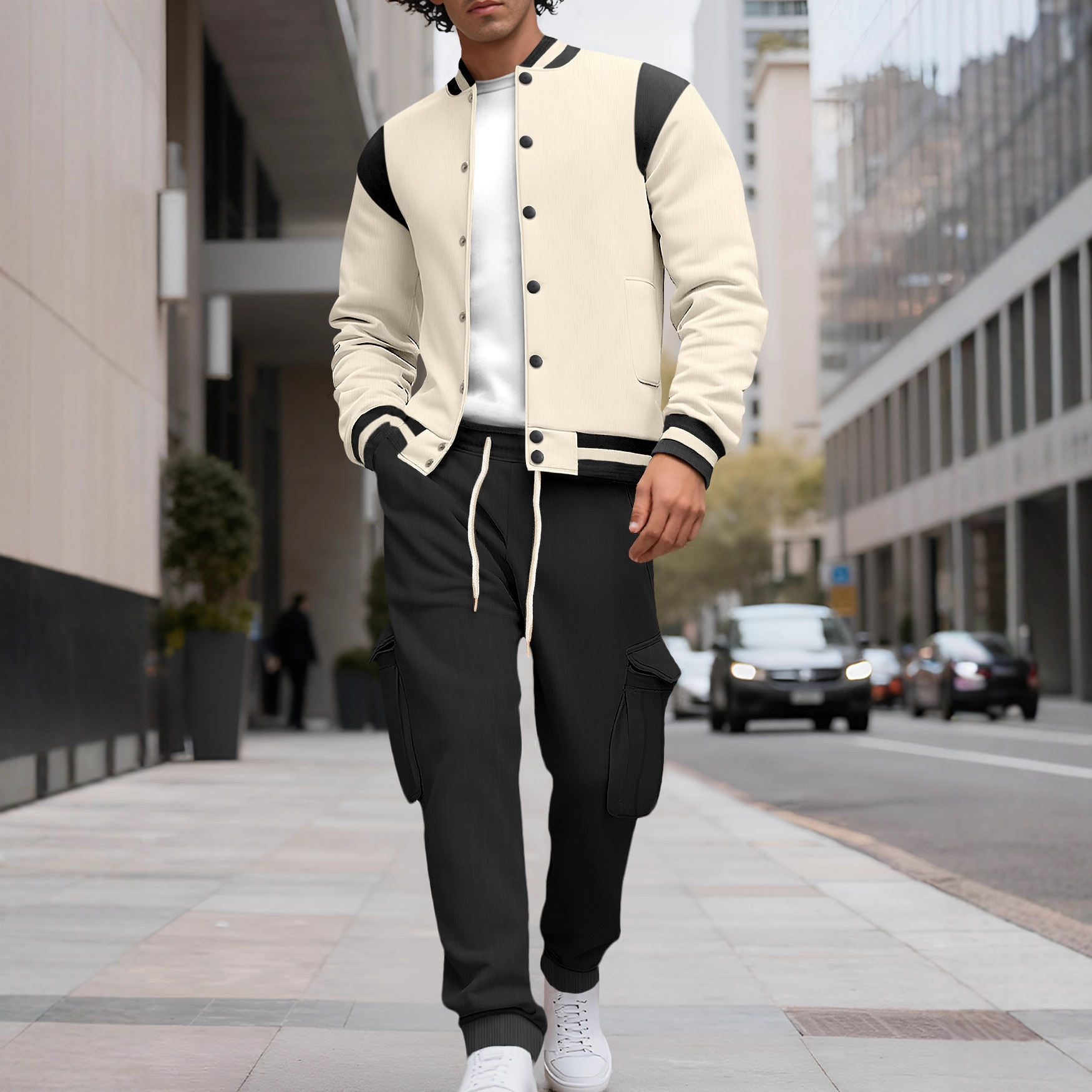 Nuevo transfronterizo Europa y América Amazon nuevo otoño y invierno ropa de hombre cardigan universal ropa de béisbol deportiva casual hombre conjunto