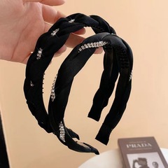 發箍女編織發卡時尚氣質發捆頭飾帶齒新款防滑高顱黑色頭箍