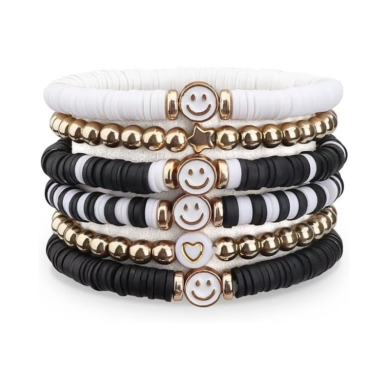 Amazon Cross-Border Best-Selling Multi-Piece Stacked Soft Clay Friendship Bracelet Set Smiley Face Multi-Color Love Elastic Bracelet Amazon Cross-Border Best-Selling Multi-Piece Stacked Soft Clay Friendship Bracelet Set Smiley Face Multi-Color Love Elastic Bracelet