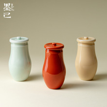 墨己原矿色釉茶叶罐密封罐家用储物罐茶道配件小罐子香粉罐定制