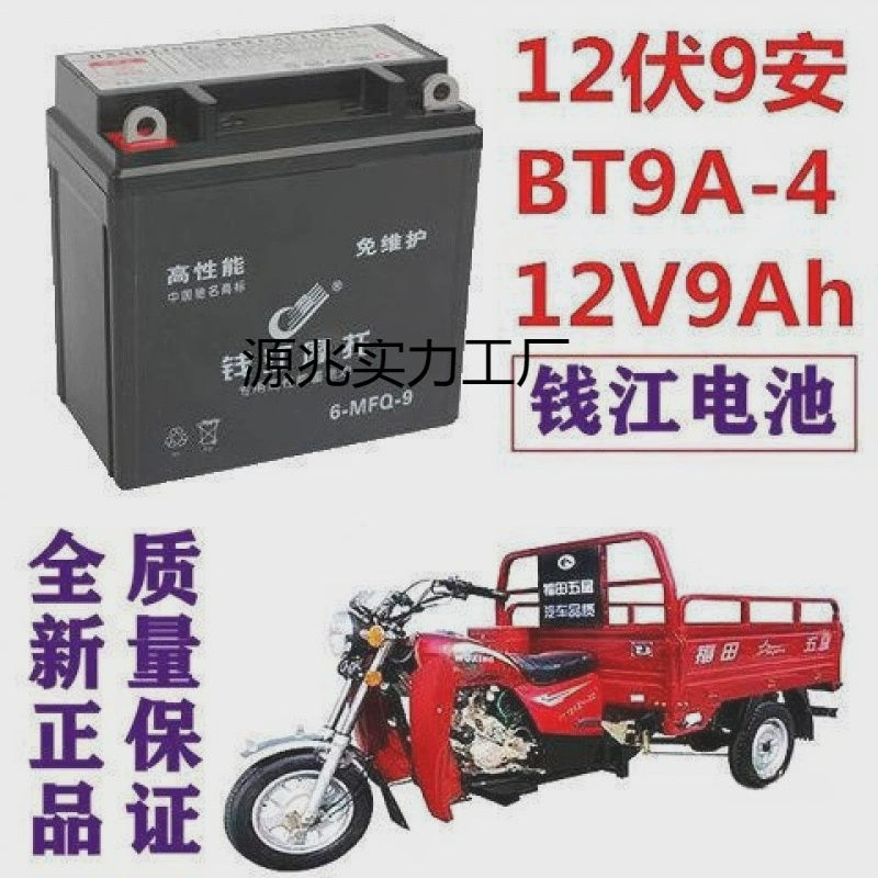 Трехколесный мотоцикл 110/150/175 Zongshen Loncin, необслуживаемый аккумулятор 12 вольт 9 ампер, сухой аккумулятор
