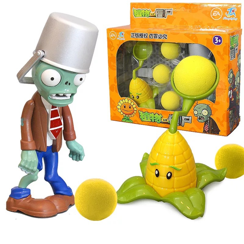 Juguetes de Plantas contra Zombis, juego completo de goma suave, lanzador de guisantes, juego para niños, regalo para niños, figuras