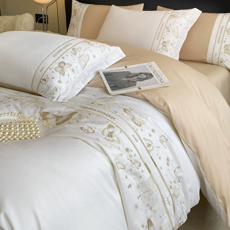 (Totten) Cabaln Home Textile 2024 новая полностью хлопковая вышивка четыре предмета бабочка любовь