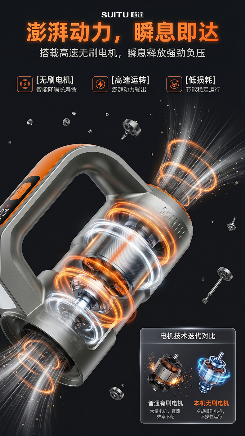 2026 New Model Car Vacuum Cleaner with Powerful Suction, Portable for Car and Home Use, Small Handheld Wireless Vacuum with LED Light