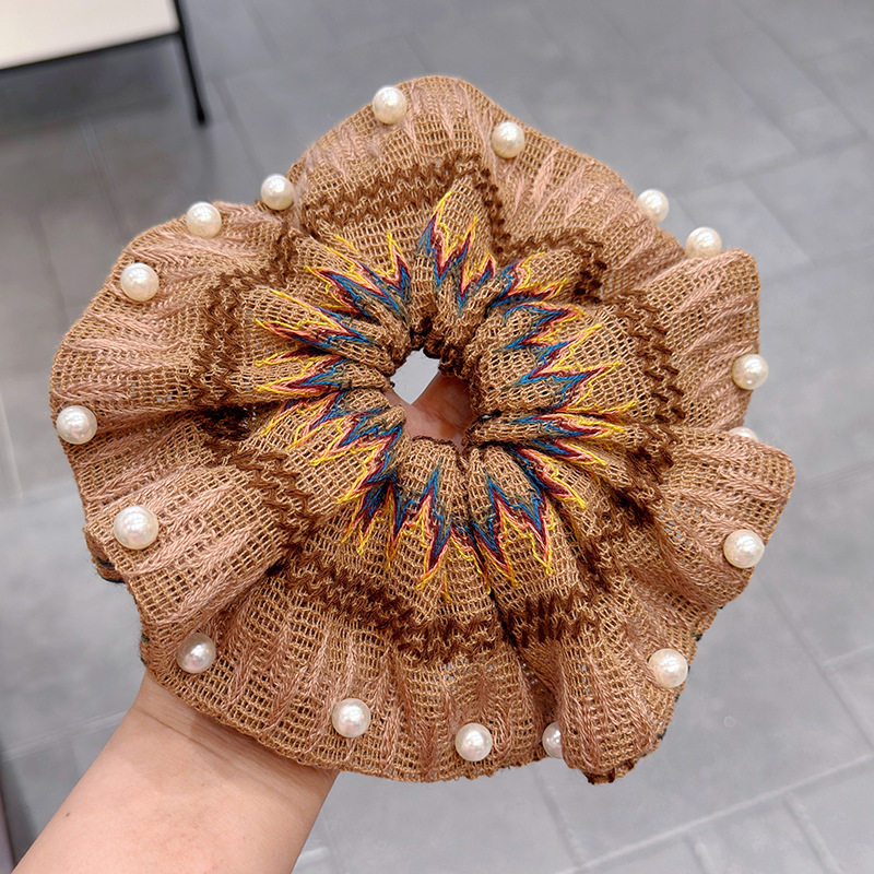 539 Вязаная резинка для волос - Кофейный цвет