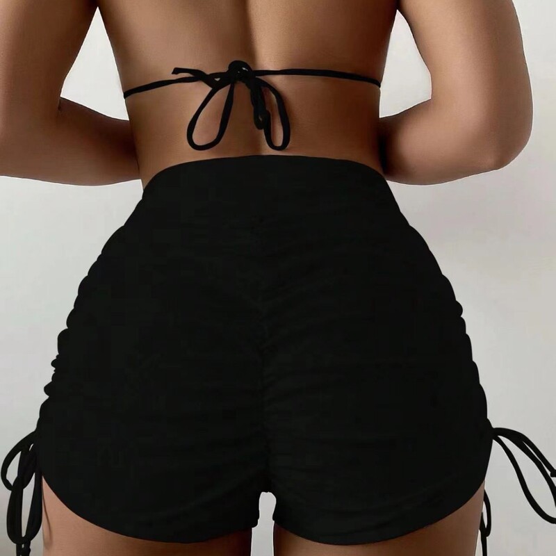 New side drawstring bikini swimming trunks boxer women's high waist belly contracting anti-exposure hip lifting boxer in stock