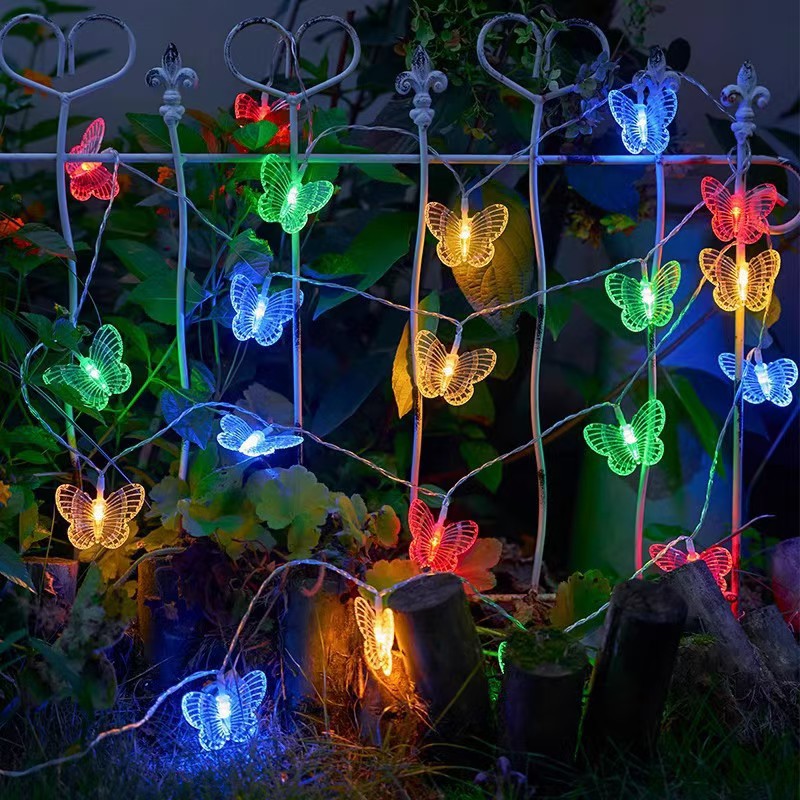 Nuevo LED nueva lámpara de mariposa parpadeo lámpara de cadena de luces de atmósfera decoración lámpara de color colgante lámpara galvanizada iluminación de cadena de boda