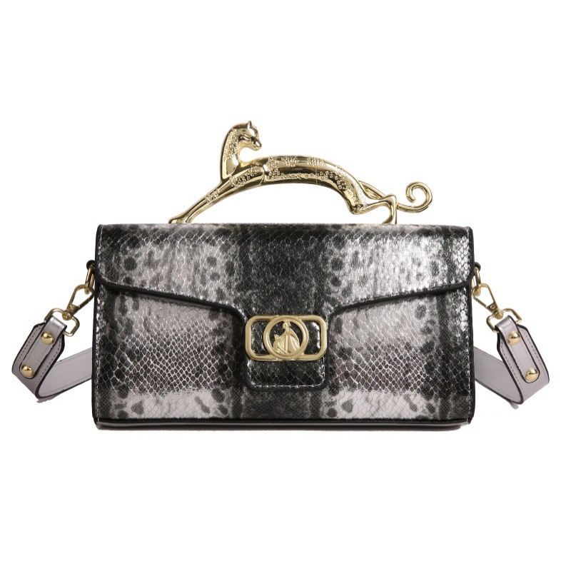Bolso de textura transfronteriza 2025 verano nuevo bolso femenino bolso de hombro con estampado de piel de serpiente de alta calidad bolso de mensajero de color de contraste retro