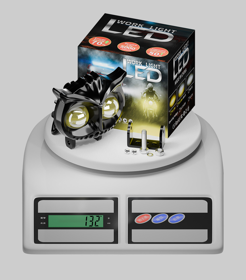 New wide-voltage motorcycle headlight, dual-color high and low beam LED spotlight for motorbikes and electric vehicles