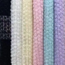 网纱盘带绣花 超仙立体玫瑰绣花面料 盘带绣花婚纱礼服舞台服面料