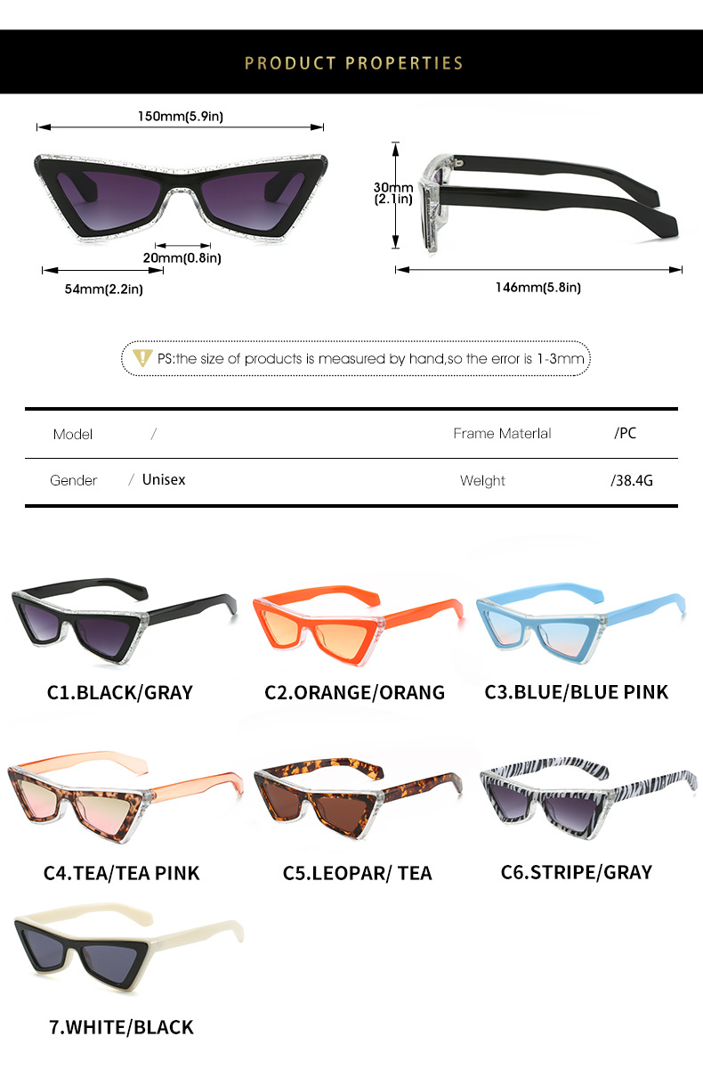 Fashion Solid Color Pc Special-shaped Mirror Full Frame Women's Sunglasses display picture 3