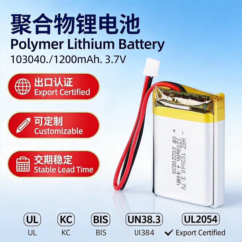 Korean Kc and American Ul Certified Polymer Lithium Battery 103040-1200Mah Full Capacity Pure Ternary Suitable for Coffee Machines Korean Kc and American Ul Certified Polymer Lithium Battery 103040-1200Mah Full Capacity Pure Ternary Suitable for Coffee Machines