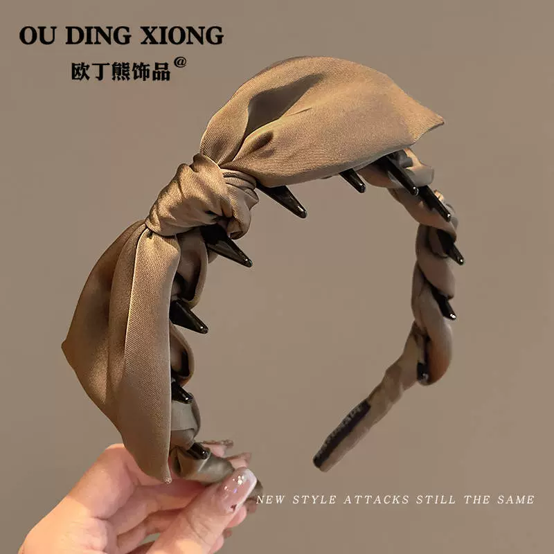 Ободок (OU DING XIONG) с бантом, высокий верх, мягкая набивка, заколки для умывания