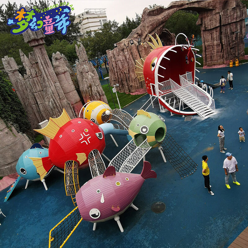 Community fish slide children parent-child Park scenic spot Park fish IP theme planning and design playground park customization