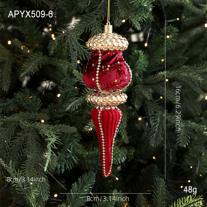 Espuma roja transfronteriza adornos navideños colgantes de árbol de Navidad dorados esquinillas de alta calidad tela de perla decoración de atmósfera