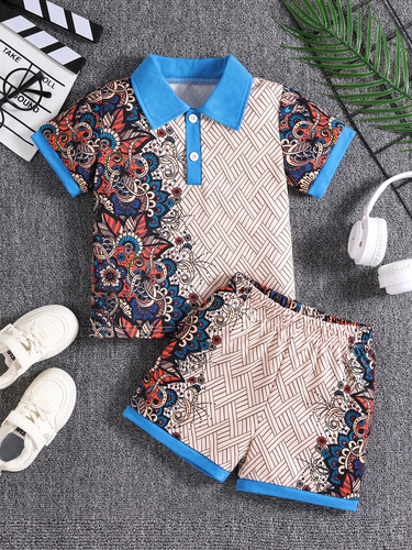Cross-border exclusively for children's wear, boys 'summer short-sleeved suit, fashionable casual sports shorts, children's China style T-shirt trend