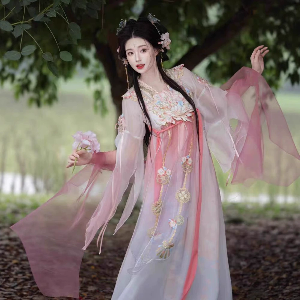 Оригинальный женский костюм ханьфу в стиле Тан от Huayangli, новая модель 2025 года, юбка до груди с тяжелой вышивкой, ультра-волшебный древний костюм на весну и лето.