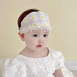 女宝宝夏蕾丝护囟门帽新生儿花边凉帽婴儿遮脑门心帽小雏菊0-1岁