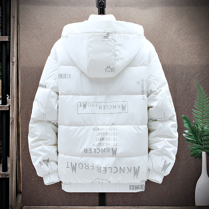 Invierno nuevo estilo coreano de moda engrosada abrigo de algodón acolchado abrigo cálido Marca de moda de cuero brillante con capucha abajo abrigo de algodón acolchado hombres 2023