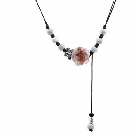 New Chinese style tassel necklace for women, new high-end antique style horse skirt accessories, rose flower clavicle chain