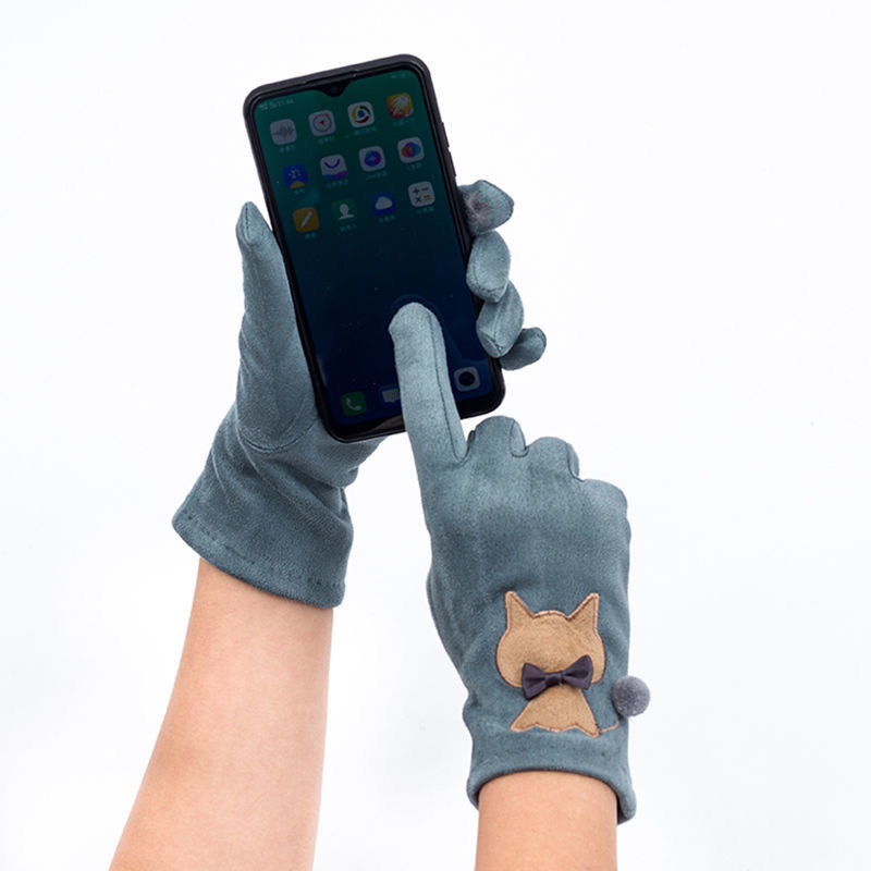 Otoño e Invierno nueva pantalla táctil forrado de lana caliente guantes de esquí lindo estudiante de gamuza guantes de montar al por mayor