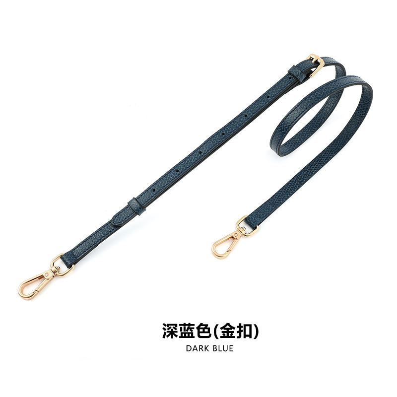 A- 48 first layer cowhide 1.2cm adjustable dark blue gold buckle