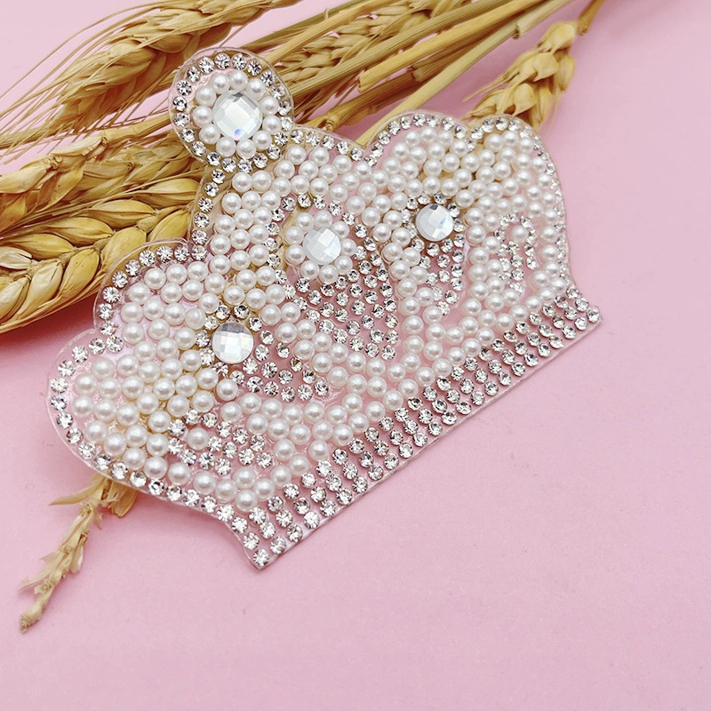 Горячие стразы жемчуг коронная корона горячее сверление Горячая страз коронная коронная ткань патч для одежды декоративная горячее дрель оптовая термоплавкий клей