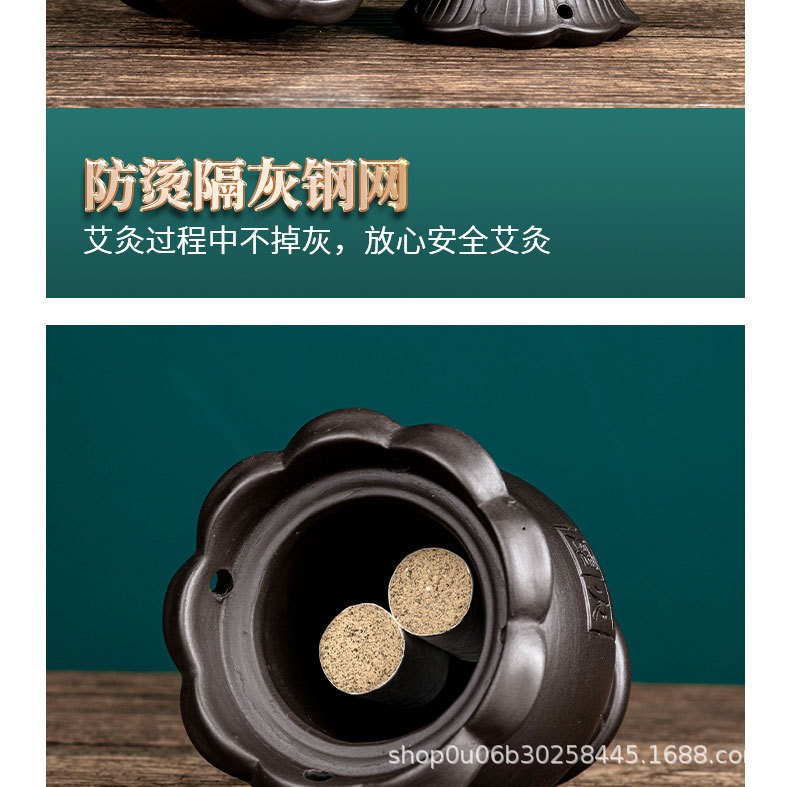 Bian Stone Double-Needle Moxibustion Jar with 54 Aged Moxa Cones for Home and Spa Warming Care 11x18cm 330g in use