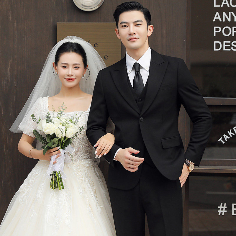 High-End Stylish Lapel Collar Suit for Men, Korean Style Slim Fit Groom Wedding Suit, Casual Blazer for Men High-End Stylish Lapel Collar Suit for Men, Korean Style Slim Fit Groom Wedding Suit, Casual Blazer for Men