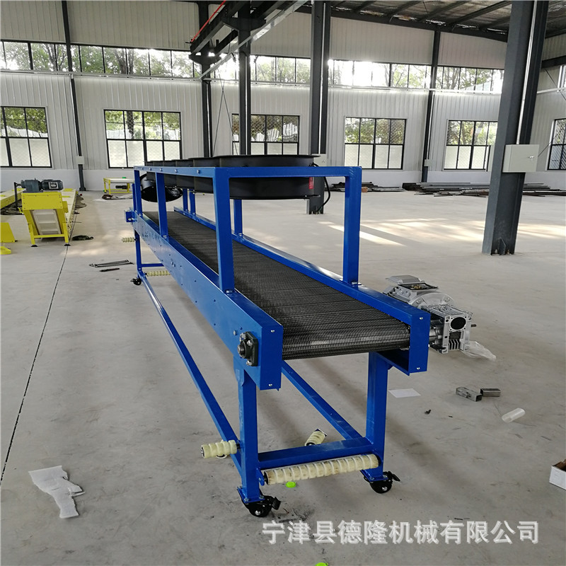 人字形高温流水线不锈钢网带式输送机食品风冷降温传送带德隆