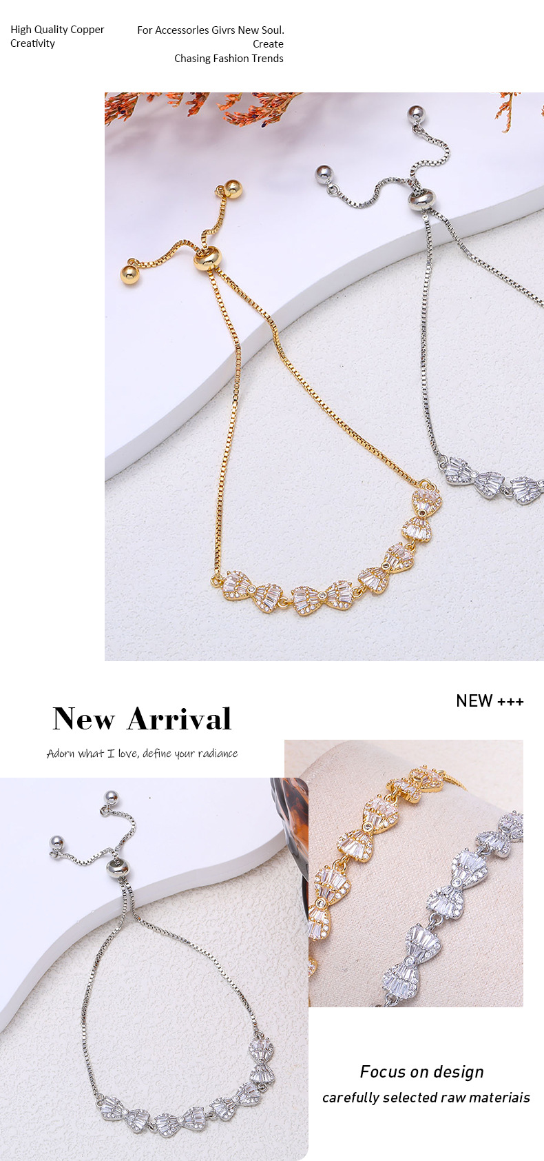 Exquisite Zircon Bow Bracelet Simple Versatile Layered Jewellery_voghion.com