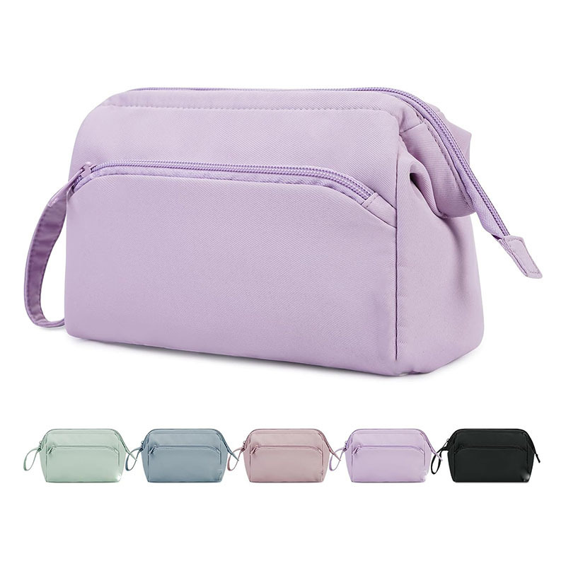 Amazon venta caliente bolsa de maquillaje de damas grande bolsa de maquillaje de boca ancha bolsa de maquillaje de viaje bolsa de maquillaje