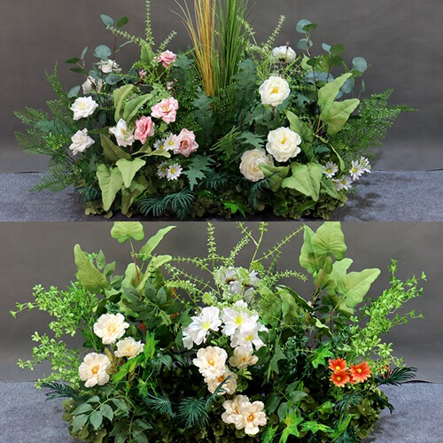 Forest-style wedding green leaf white corner flower hanging flower pot silk flower guide outdoor wedding decoration guiding greenery arrangement