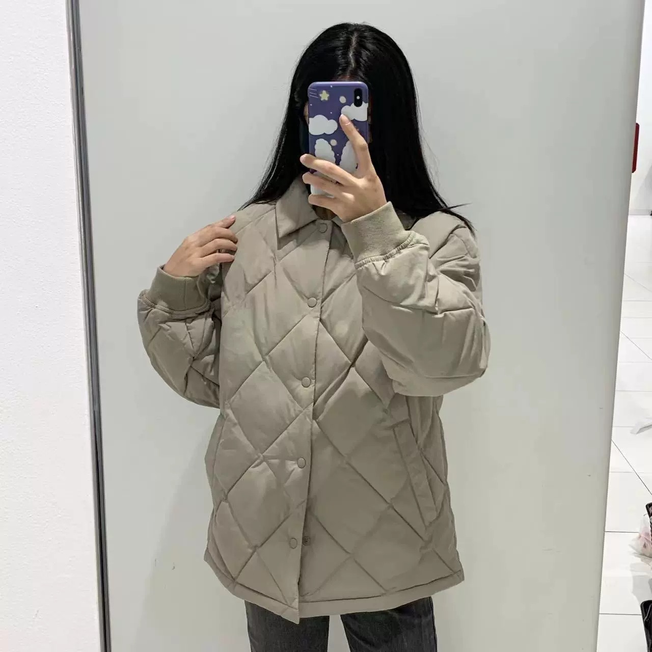 2024 осень-зима новая мужская стёганая куртка Air Cotton Single, свободная стёганая куртка с ромбами 472293
