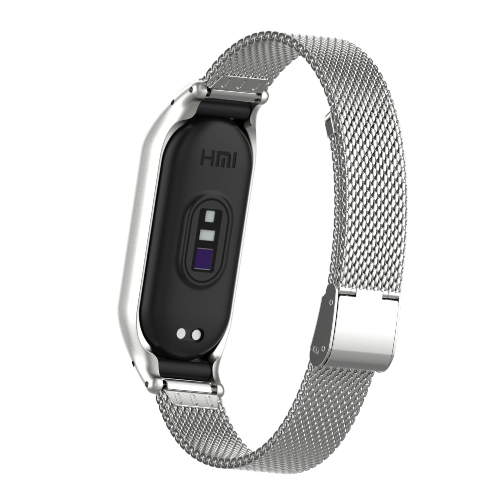 定制适用小米手环7金属表带 miband7nfc 不锈钢网链卡扣表带
