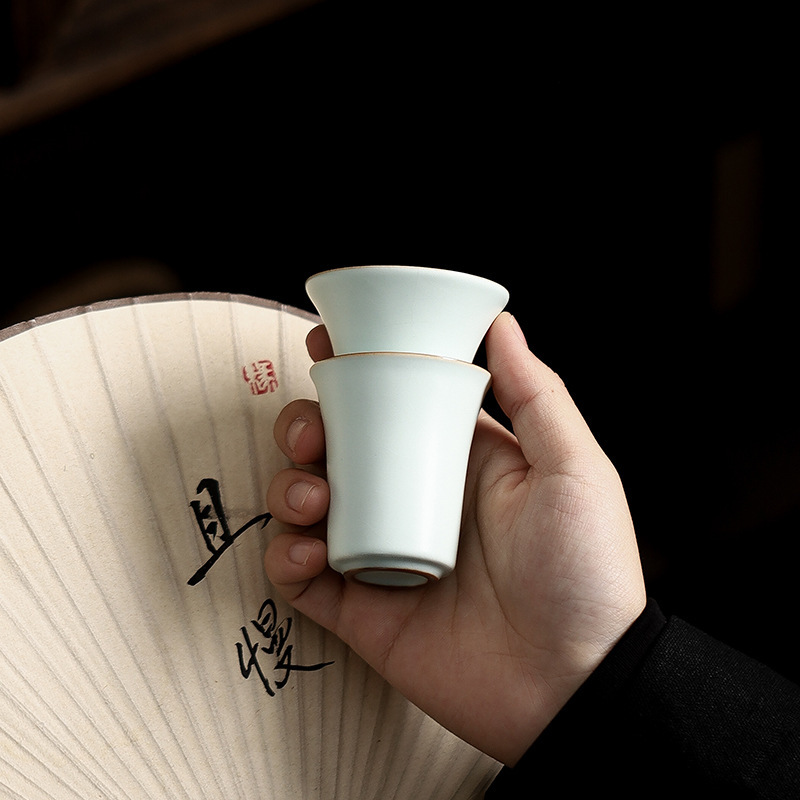 Guochao 文化的で創造的な天青ル窯カンフー茶セットティーカップセットセラミックマスターカップハイエンドティーカップティーボウルお土産|undefined