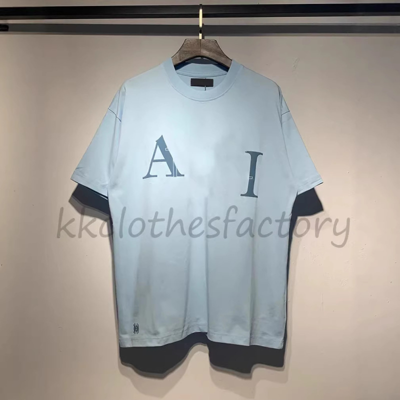In-Stock Amir1 American Fashion Light Luxury Classic Foam Print European and American Casual Double Yarn Cotton Short-Sleeve T-Shirt for Men and Women