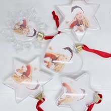 圣诞树挂件Xmas装饰球全家福相片球高清透明相框塑胶PVC玩具