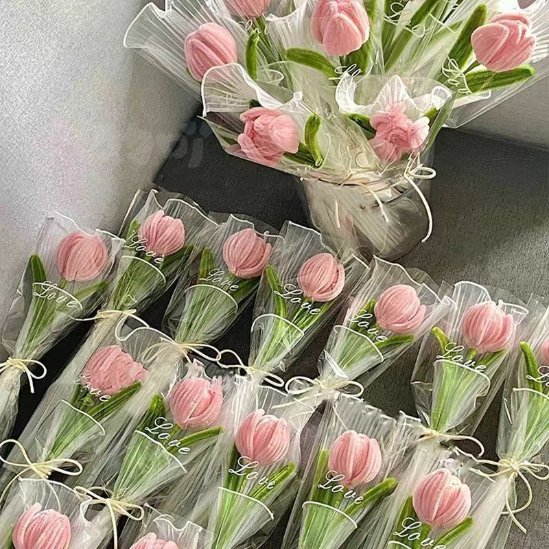 twisted stick new artificial tulip material package handmade diy woven graduation season mother‘s day teacher‘s day gift