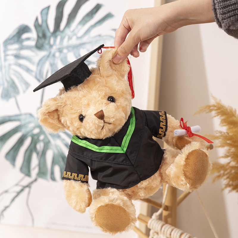 Regalo de graduación Dr. Bear Doll Peluches Uniforme de soltero Oso de peluche Muñeca de trapo LOGO al por mayor