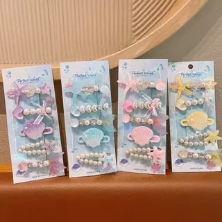 夏季海洋透色海星贝壳发夹可爱儿童发卡鸭嘴夹珍珠发饰头发夹儿童