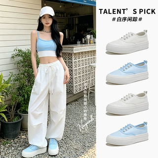 真皮小白鞋女2026夏季新款懒人一脚蹬渔夫鞋休闲百搭鞋子厚底女鞋
